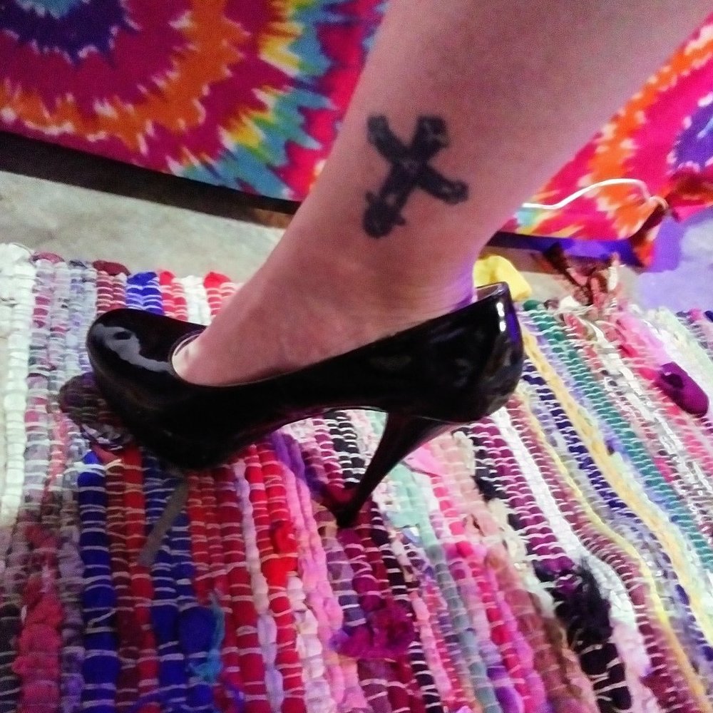 Platform parent leather stiletto heels